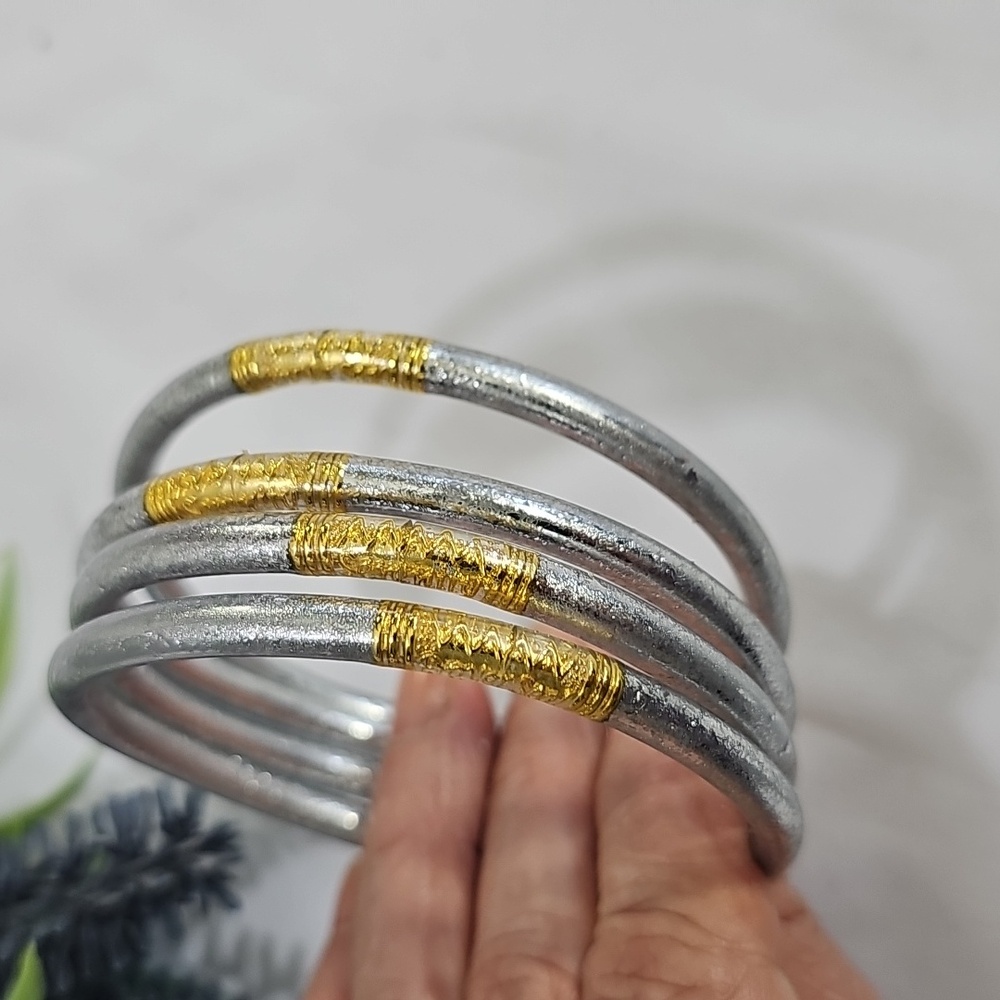 Budha All Weather Bangles Womens Bracelets. Silver & Gold. (Not Budhagirls) - Picture 5 of 8